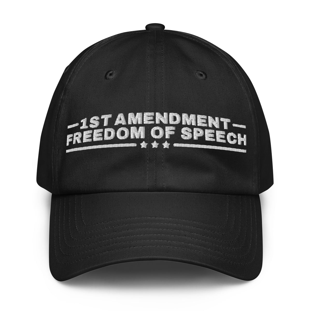1st Amendment Freedom of Speech UA Dad Hat Black front | True American