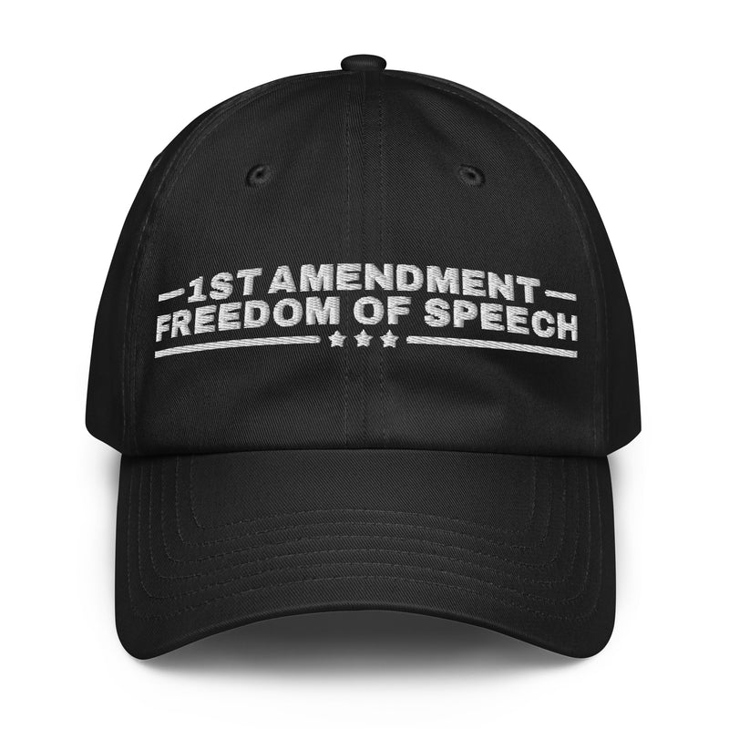 1st Amendment Freedom of Speech UA Dad Hat Black front | True American