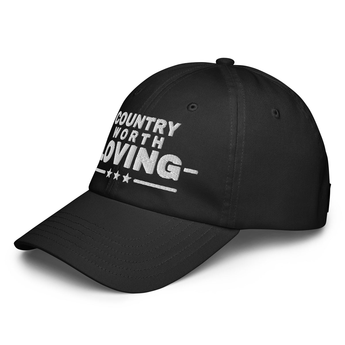 Country Worth Loving UA Dad Hat Black left front | True American