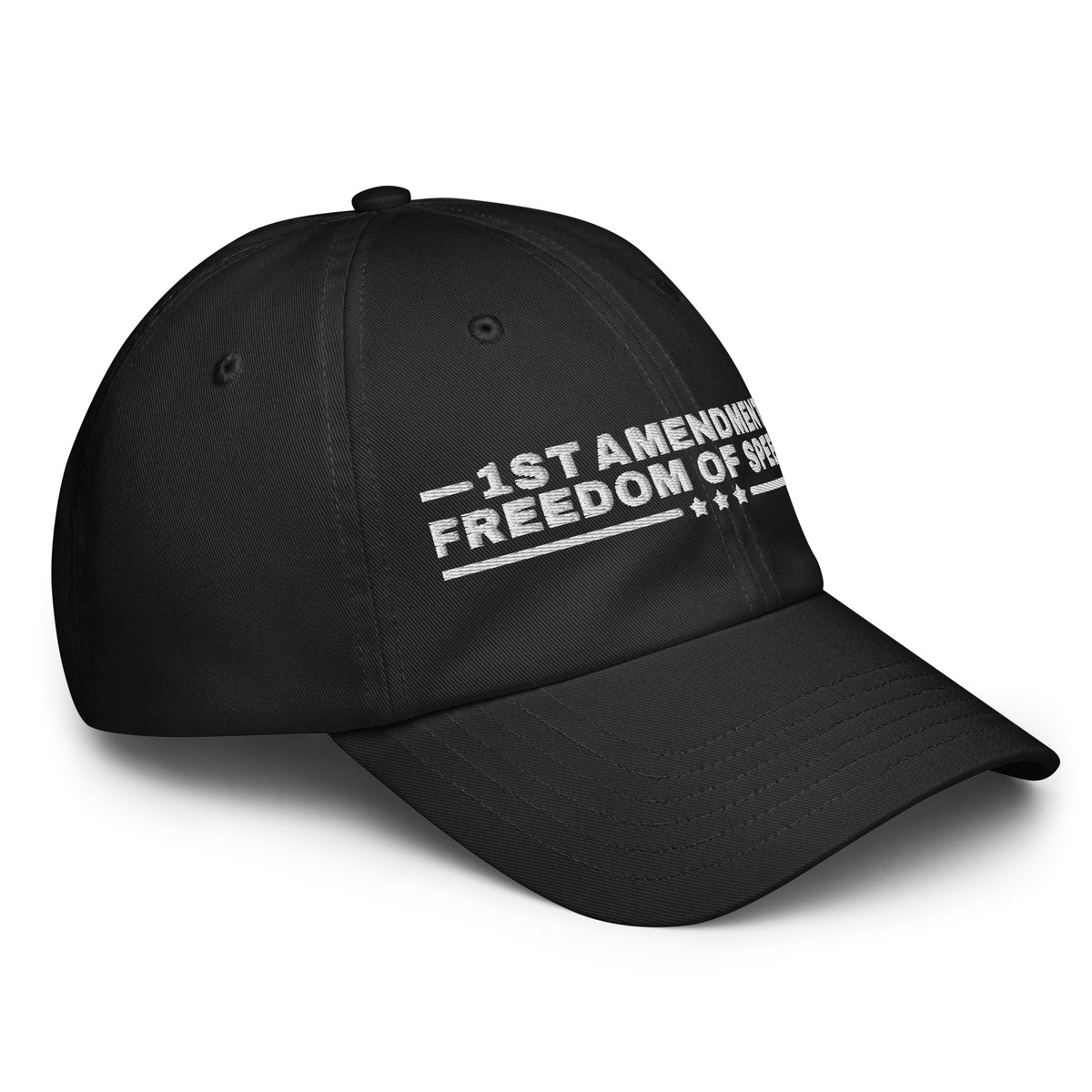 1st Amendment Freedom of Speech UA Dad Hat Black right front | True American