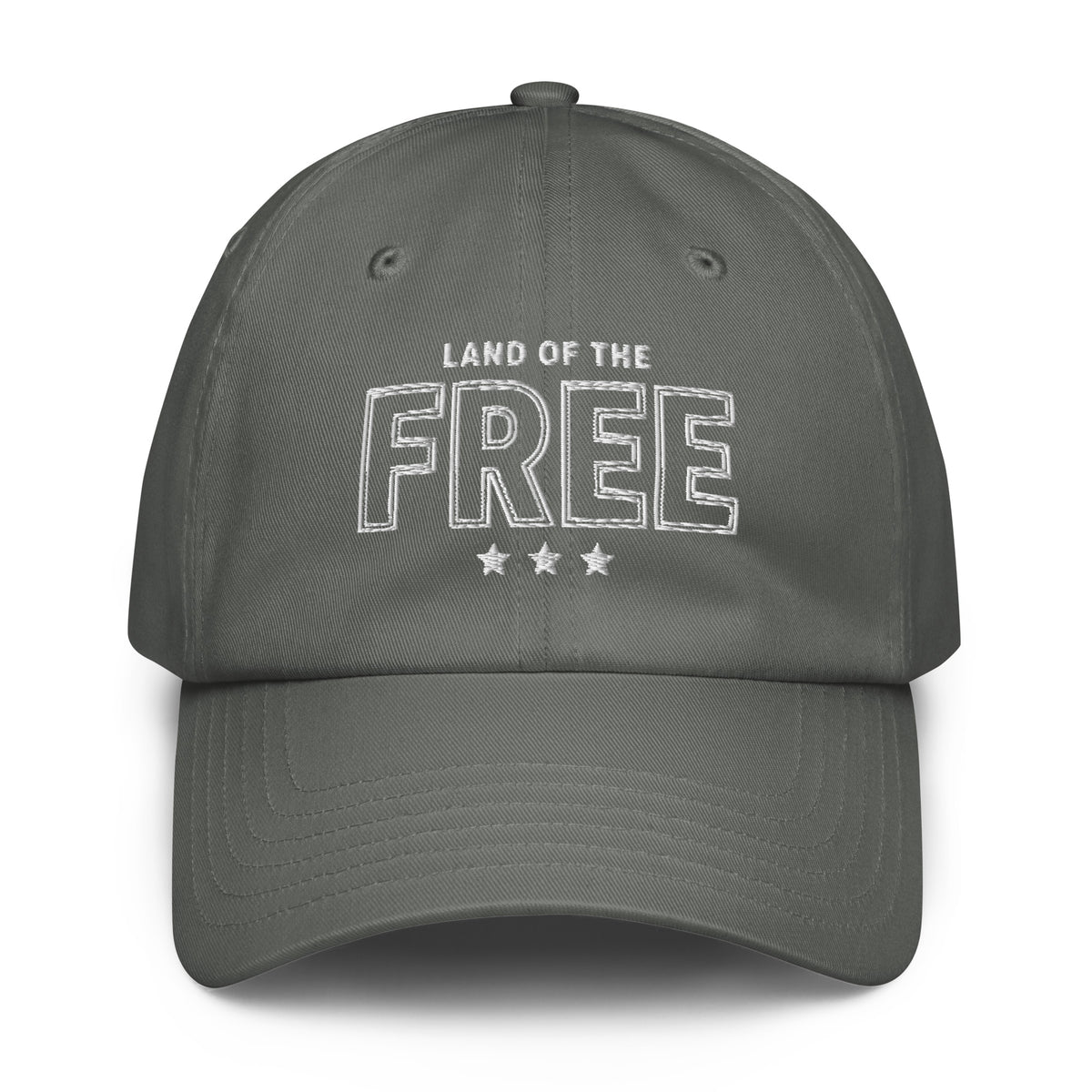 Land of the Free Baseball Cap, Patriotic UA Dad Hat, Grey, front view