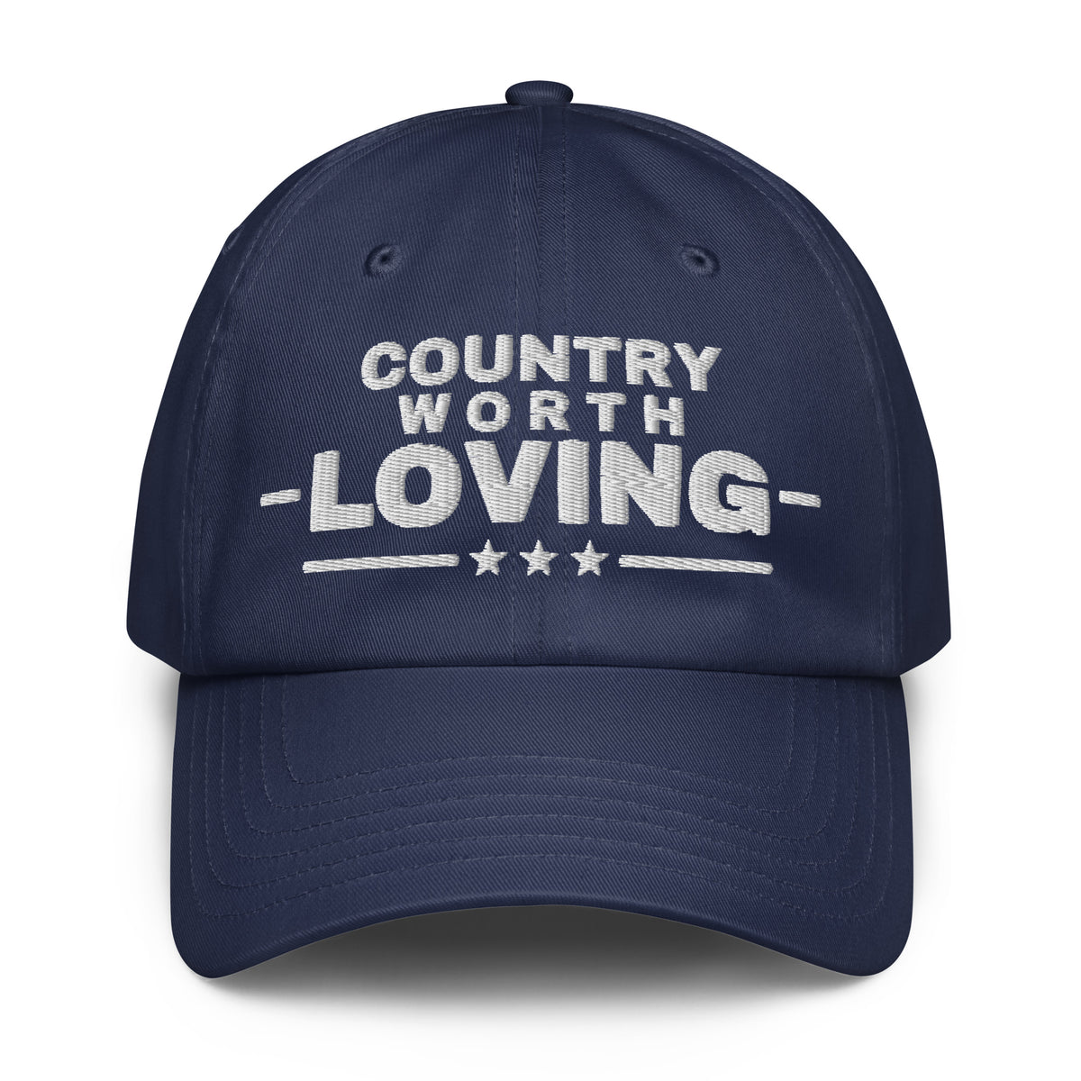 Country Worth Loving UA Dad Hat Navy front | True American