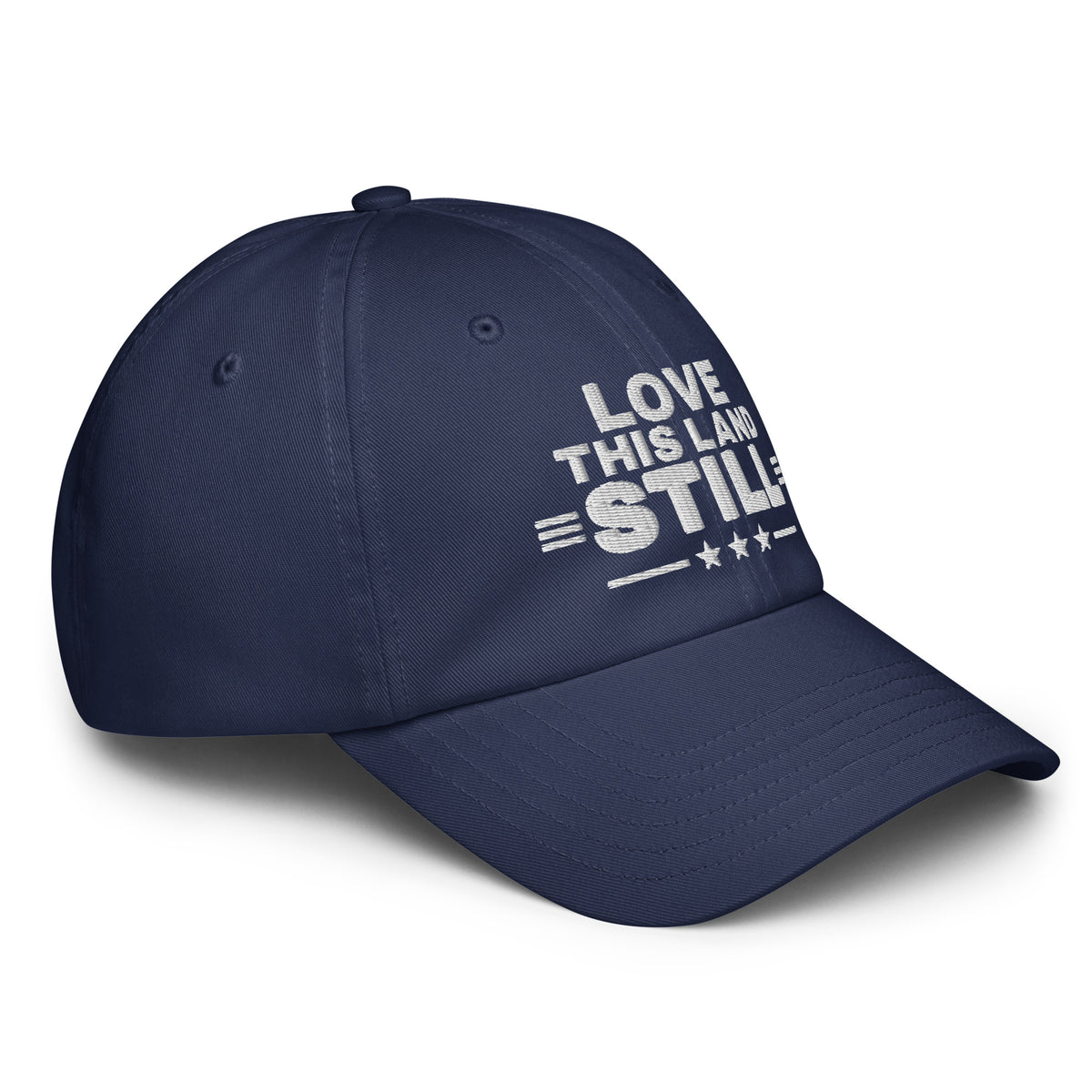 Love This Land Still UA Dad Hat Navy right front | True American