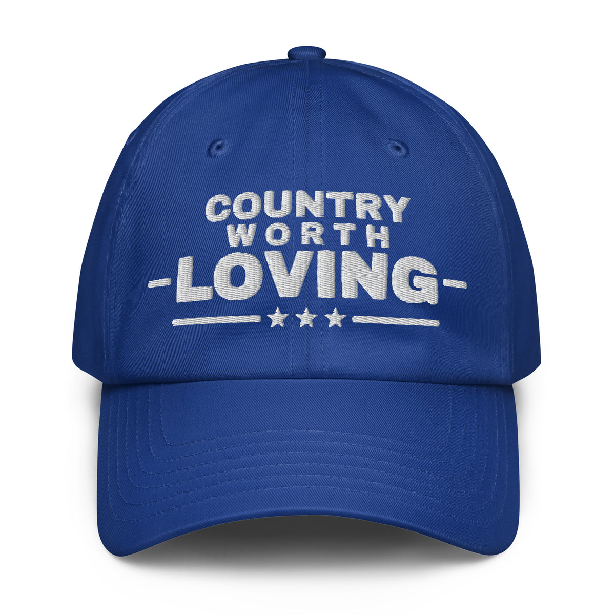 Country Worth Loving UA Dad Hat Royal Blue front | True American