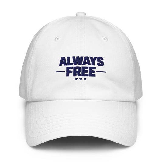 Always Free Premium Dad Hat, Patriotic UA Dad Hat, White, front view
