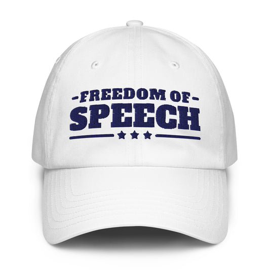 Freedom of Speech UA Dad Hat White front | True American