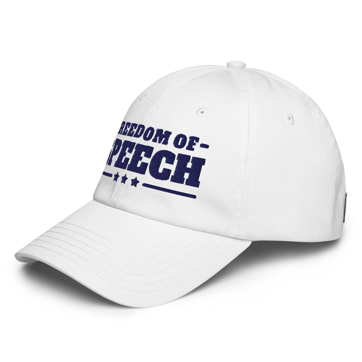 Freedom of Speech UA Dad Hat White left front | True American