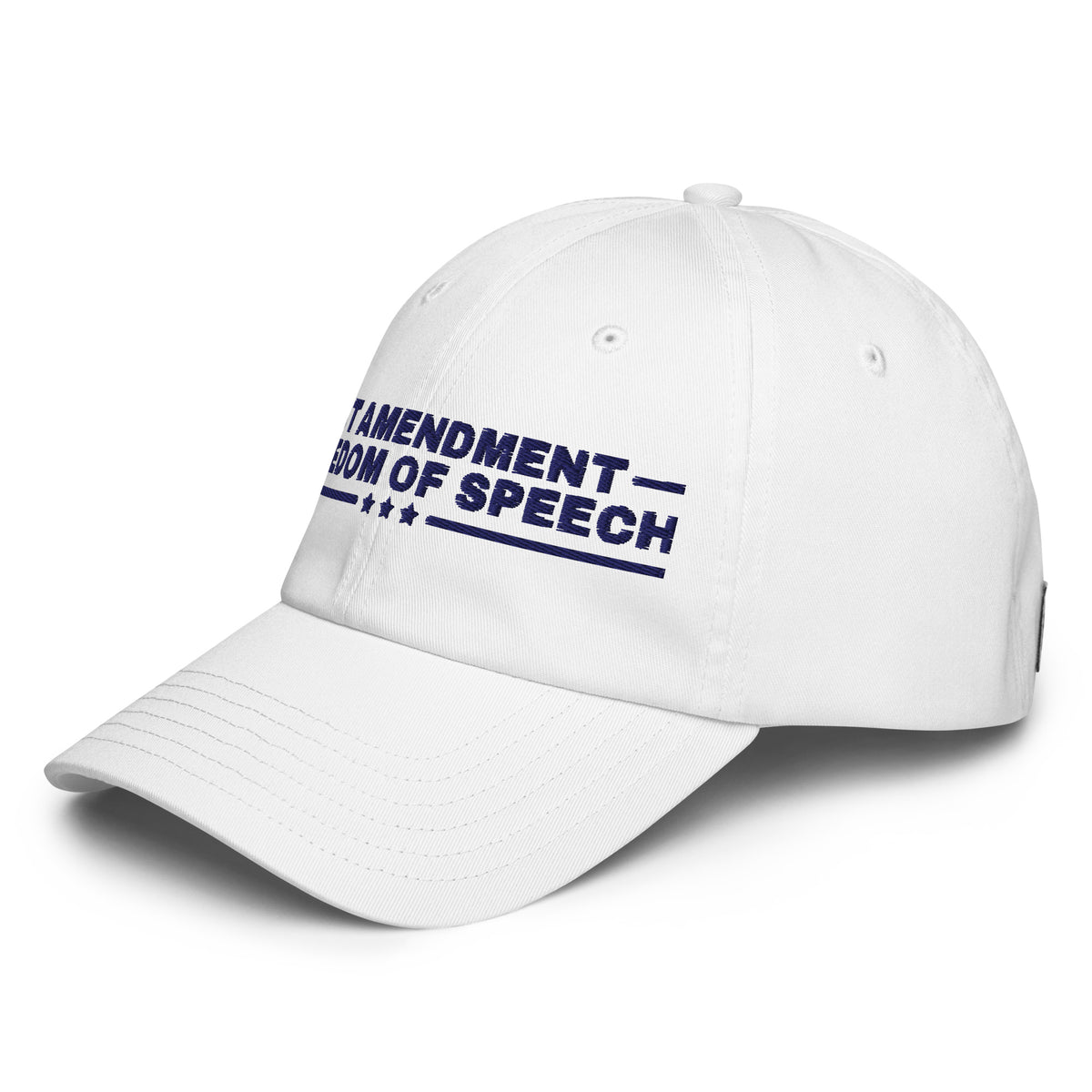 1st Amendment Freedom of Speech UA Dad Hat White left front | True American