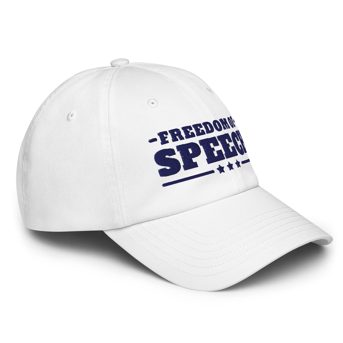 Freedom of Speech UA Dad Hat White right front | True American
