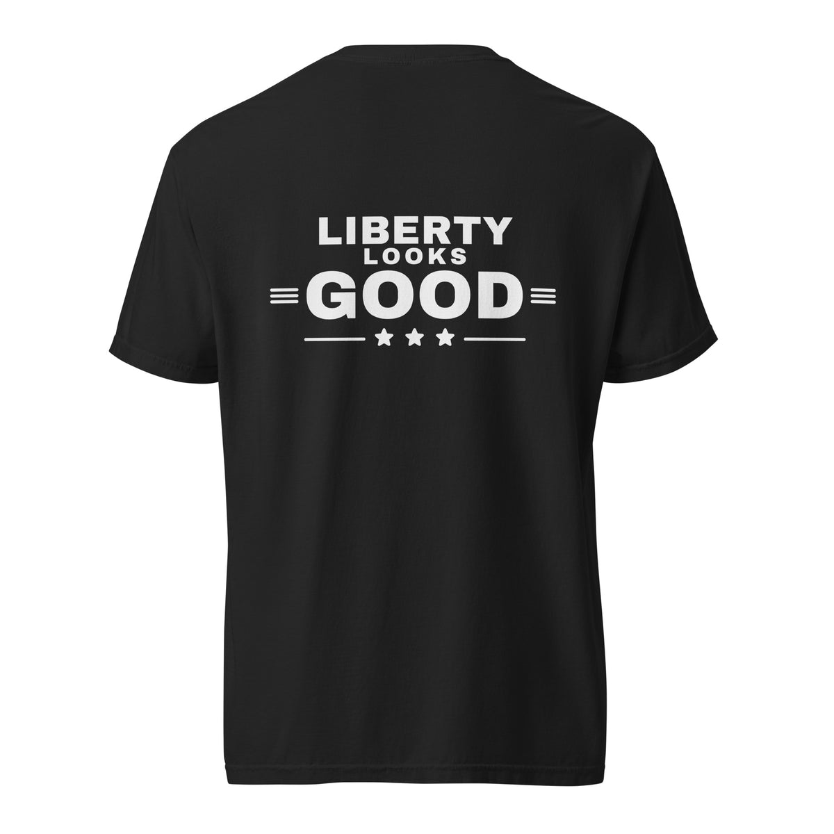 Liberty Looks Good Heavyweight Tee, Black, back | True American
