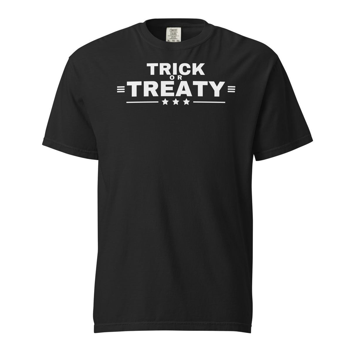 Trick or Treaty Heavyweight Tee Black flat front | True American