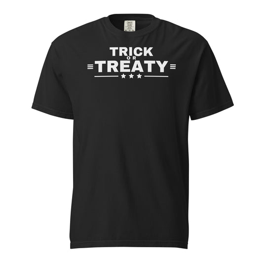 Trick or Treaty Heavyweight Tee Black flat front | True American