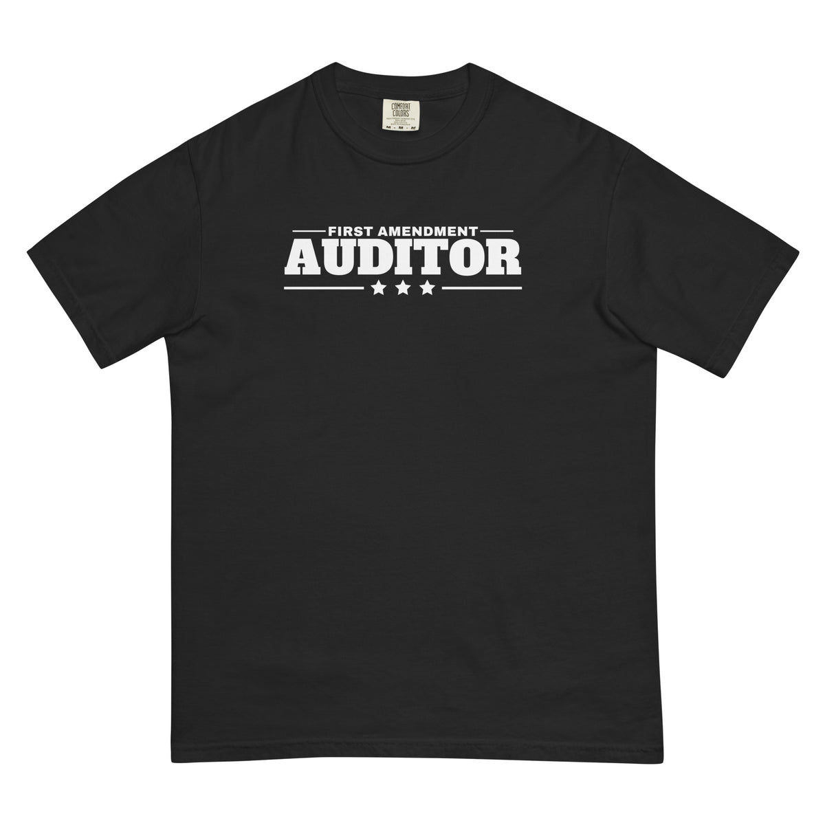First Amendment Auditor Heavyweight Tee Black flat front | True American
