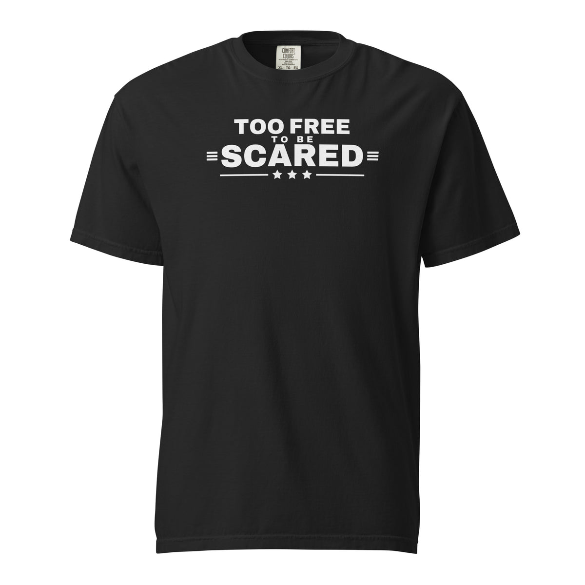 Too Free to Be Scared Heavyweight Tee Black flat front | True American