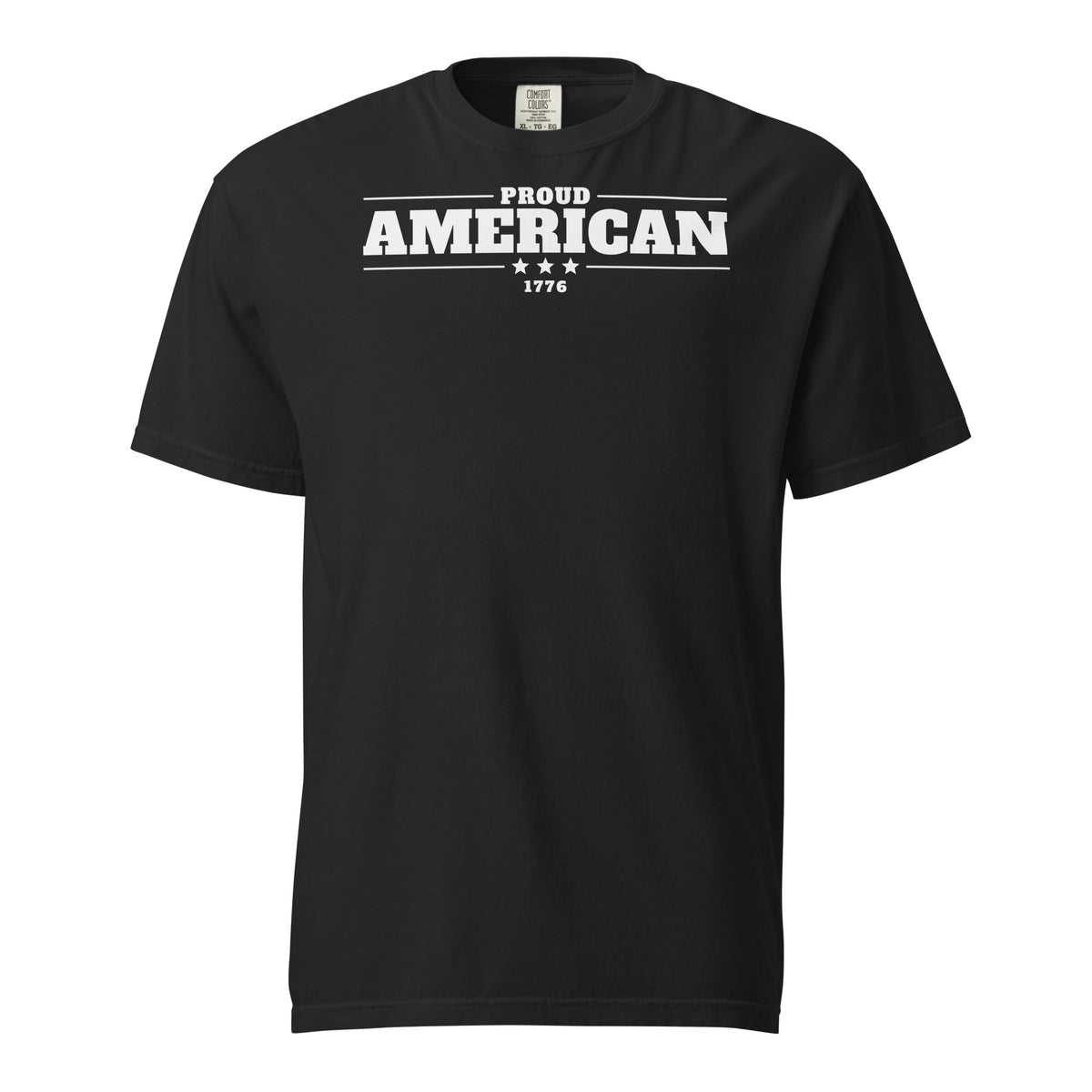 Proud American 1776 Heavyweight Tee Black flat front | True American