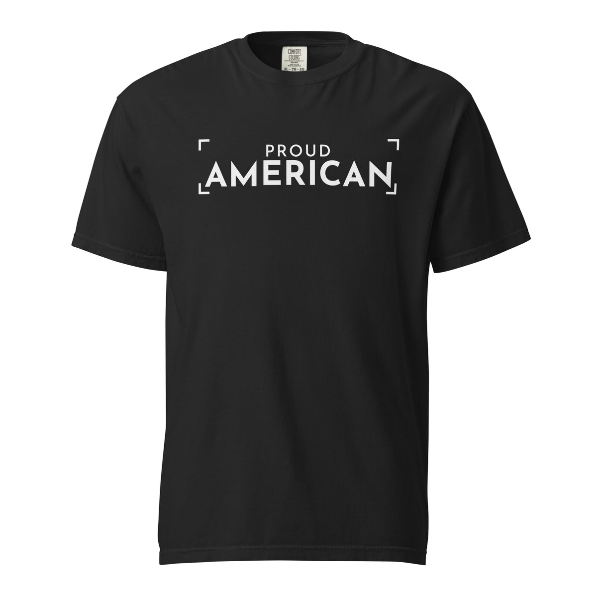 Proud American Bracket Heavyweight Tee Black flat front | True American