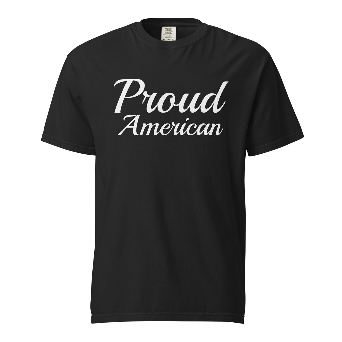 Proud American Brush Heavyweight Tee Black flat front | True American