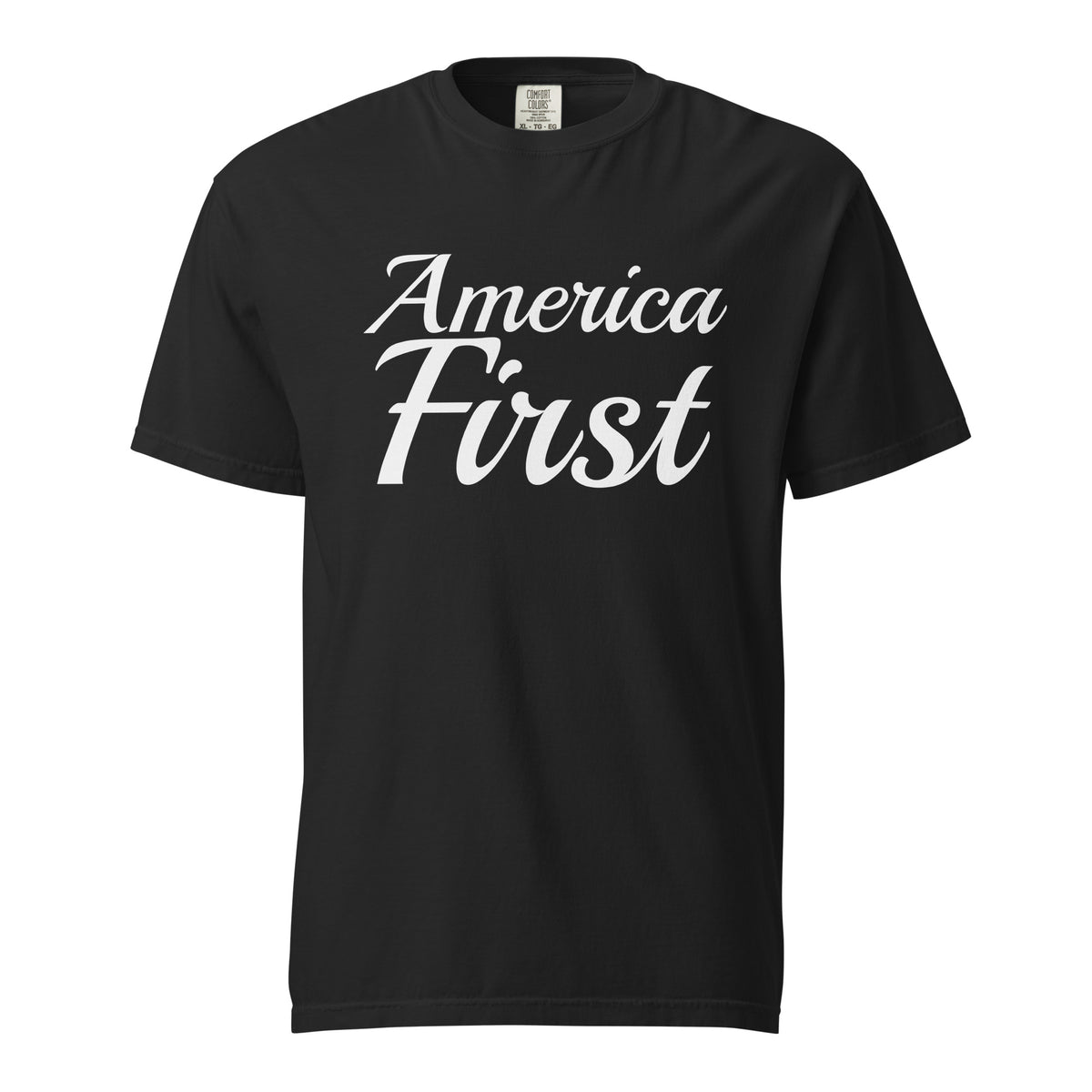 America First Brush Heavyweight Tee Black flat front | True American