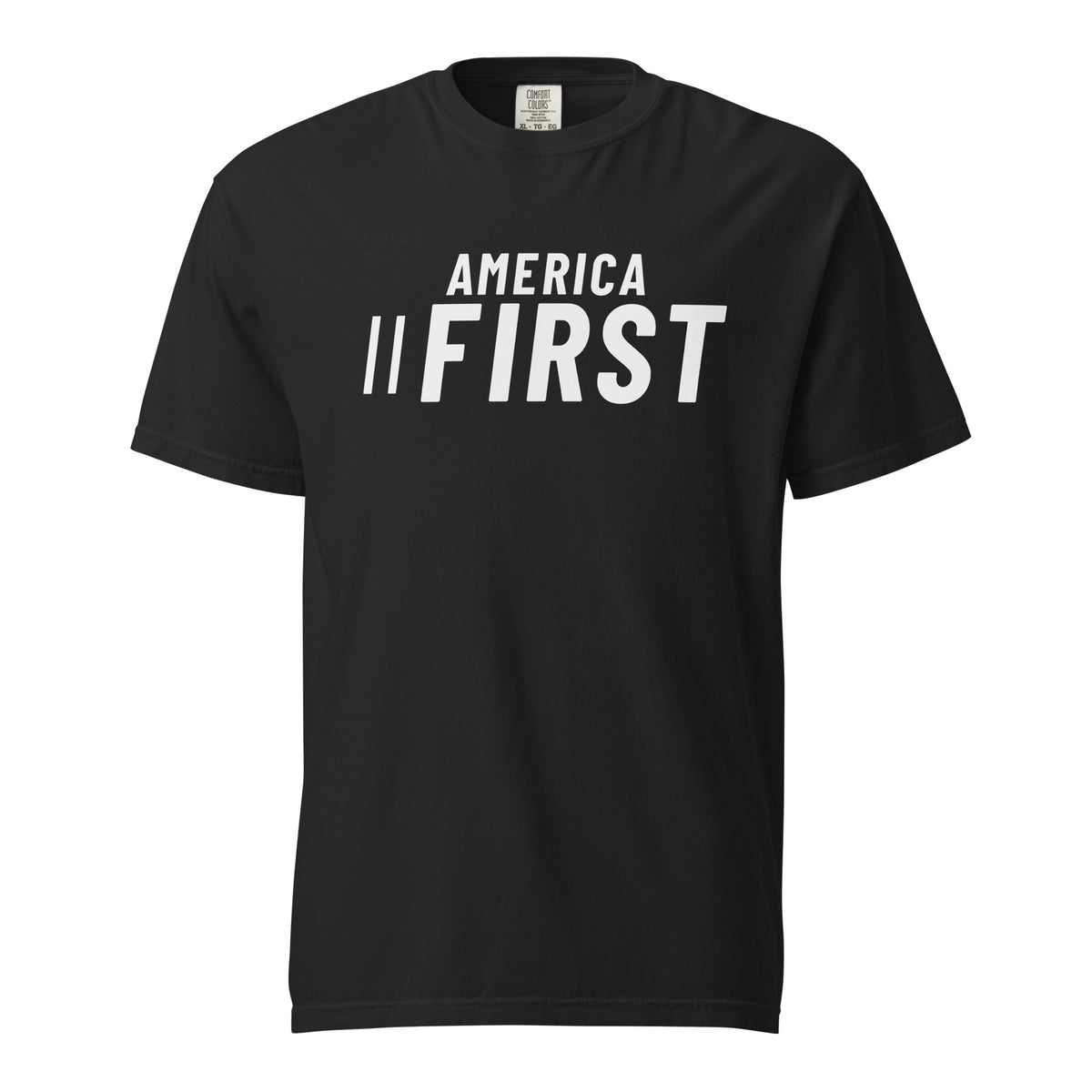 America First Sport Heavyweight Tee Black flat front | True American