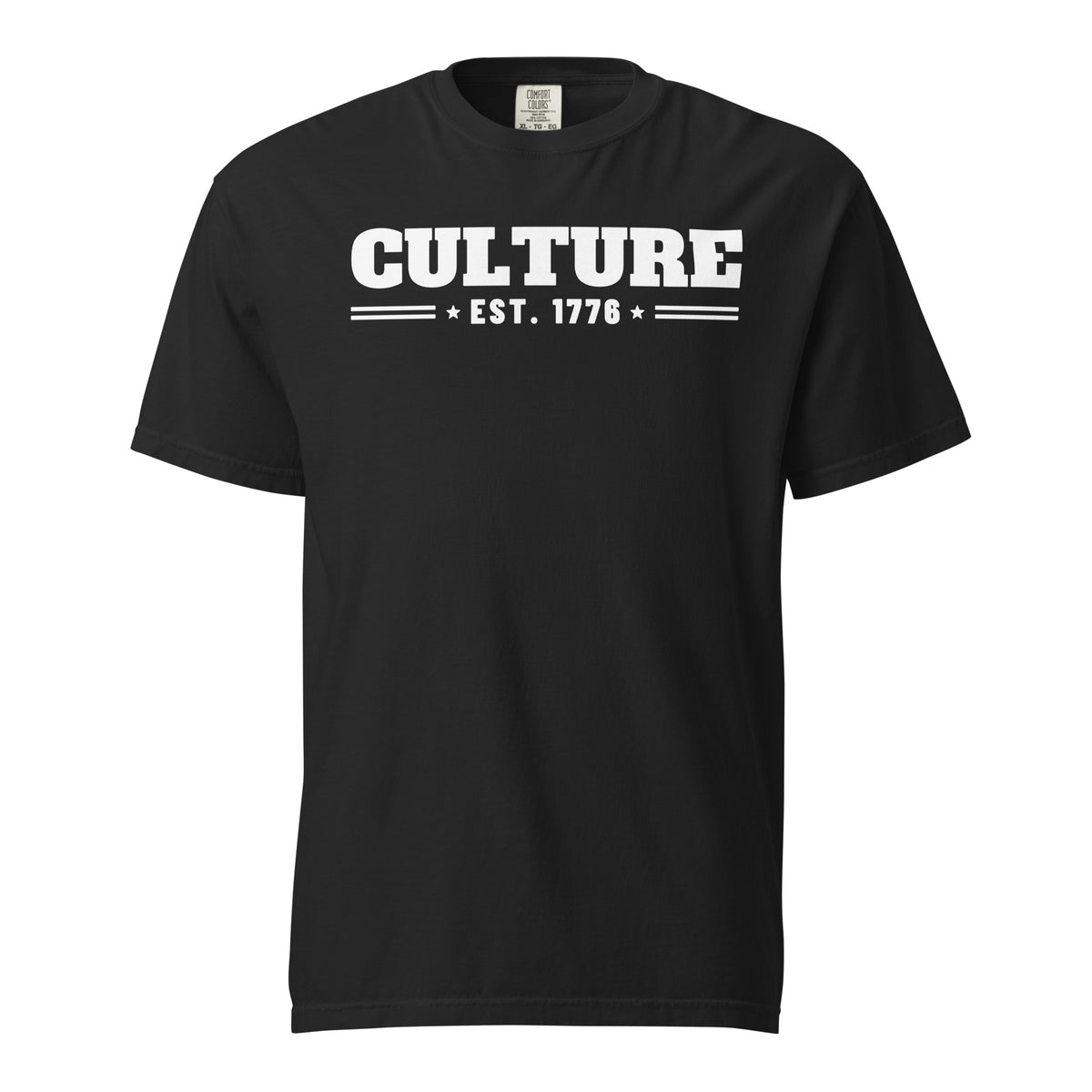 Culture Est. 1776 Stacked Tee in Black, front | True American