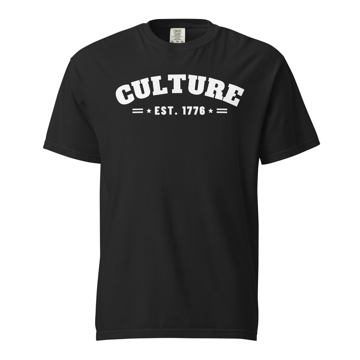 Culture Est. 1776 Arched Tee in Black, front | True American