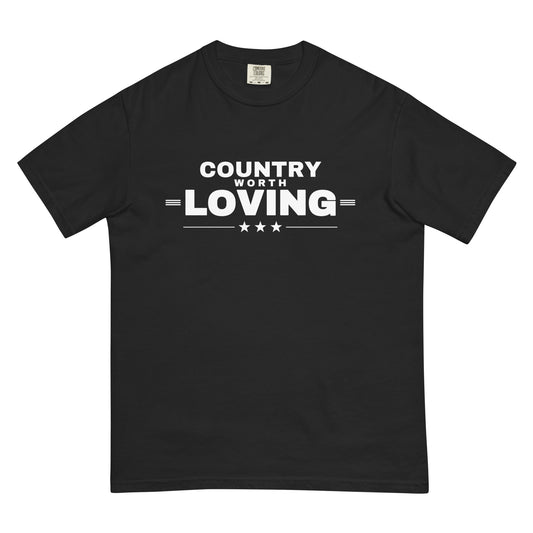 Country Worth Loving Heavyweight Tee, Black, front | True American
