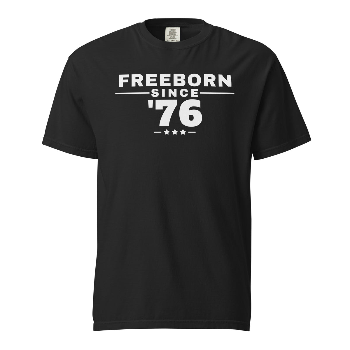 Freeborn Since '76 Heavyweight Tee, Black, front | True American