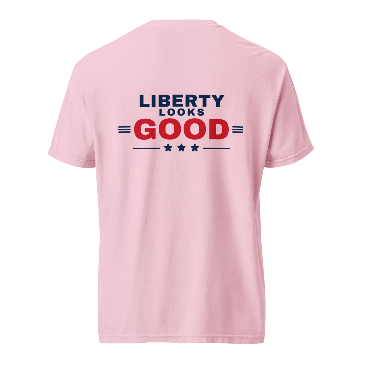 Liberty Looks Good Heavyweight Tee, Blossom, back | True American