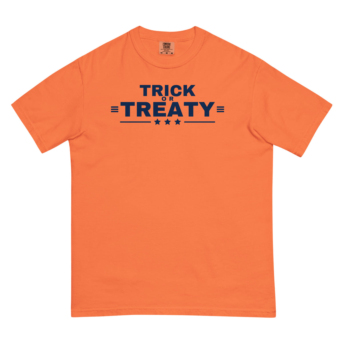 Trick or Treaty Heavyweight Tee Burnt Orange flat front | True American
