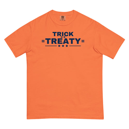 Trick or Treaty Heavyweight Tee Burnt Orange flat front | True American