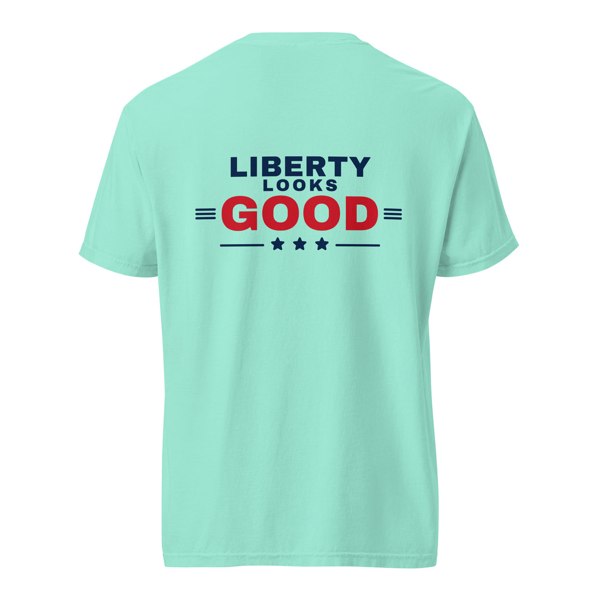 Liberty Looks Good Heavyweight Tee, Chalky Mint, back | True American