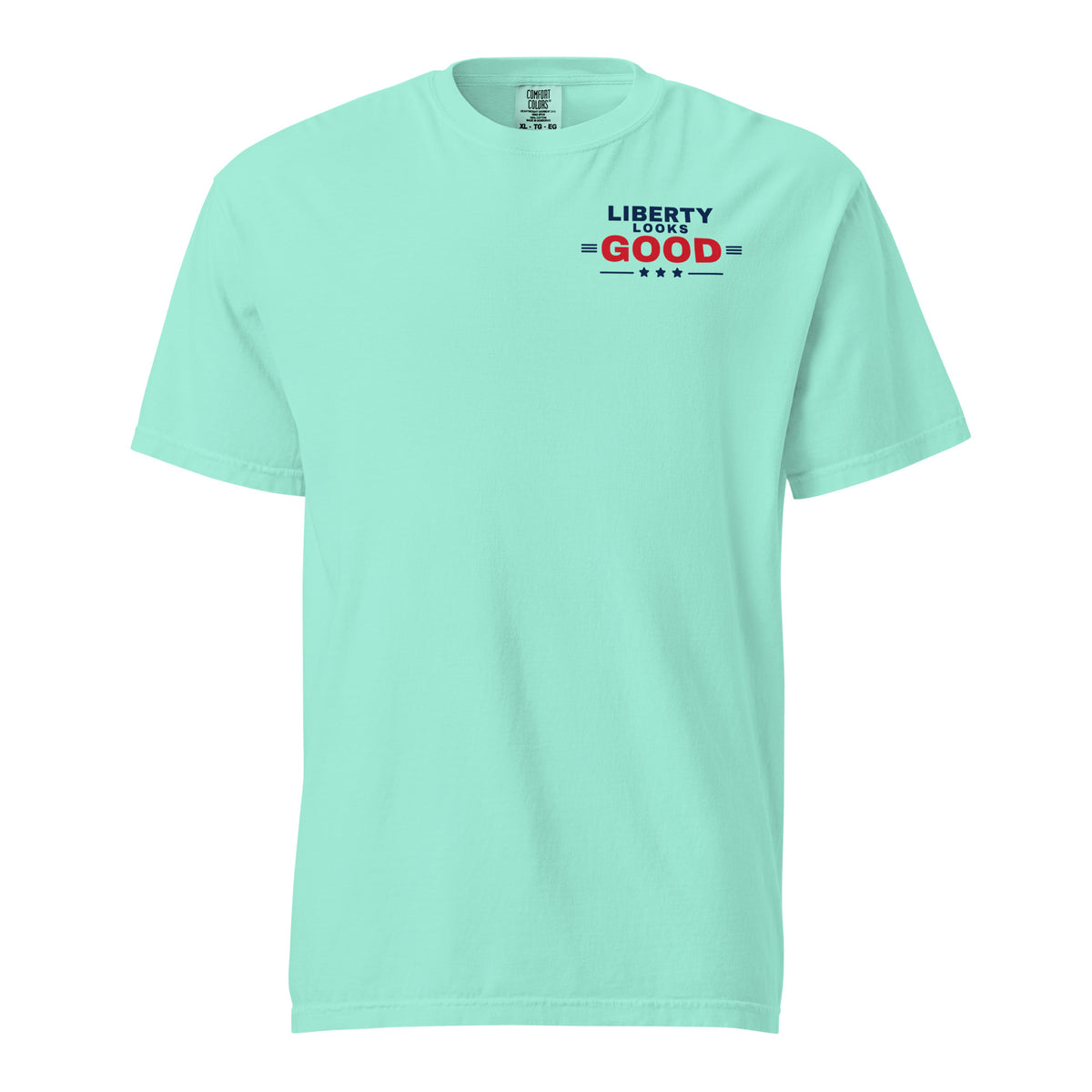 Liberty Looks Good Heavyweight Tee, Chalky Mint, front | True American