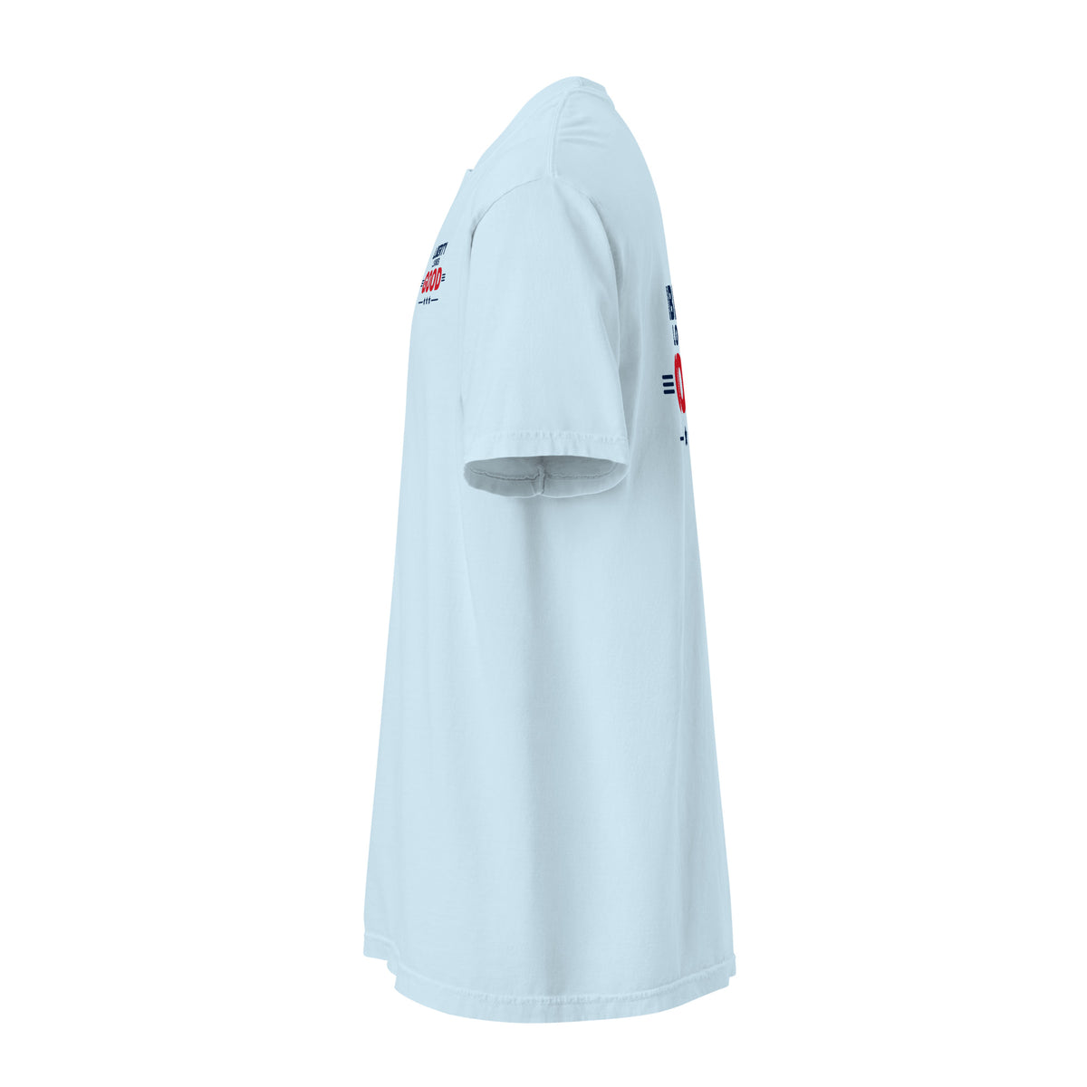 Liberty Looks Good Heavyweight Tee, Chambray, left side | True American
