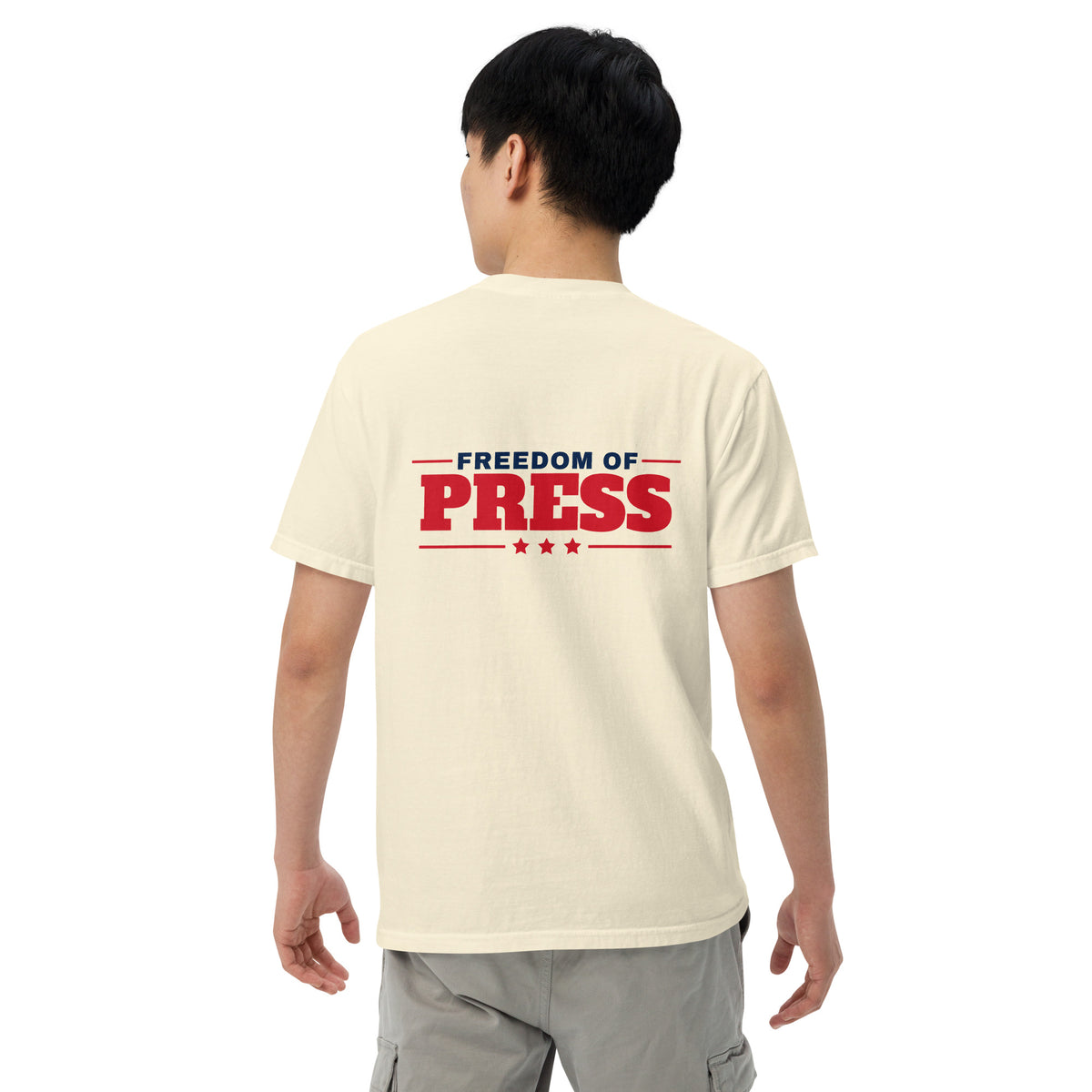 First Amendment Auditor Heavyweight Tee Ivory on model back | True American