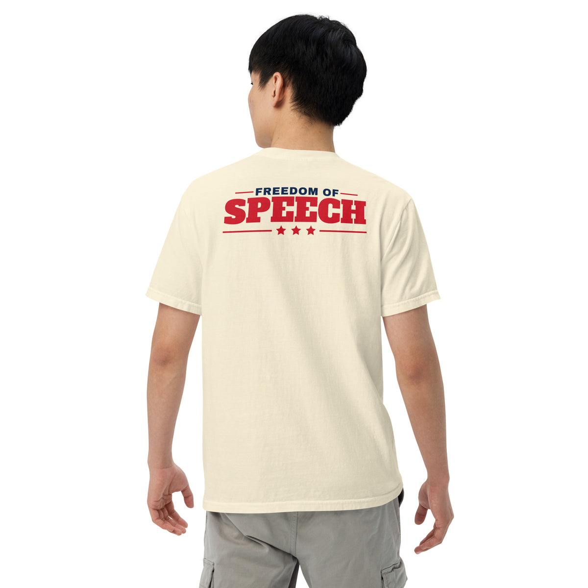 First Amendment Right / Freedom of Speech Tee Ivory on model back | True American