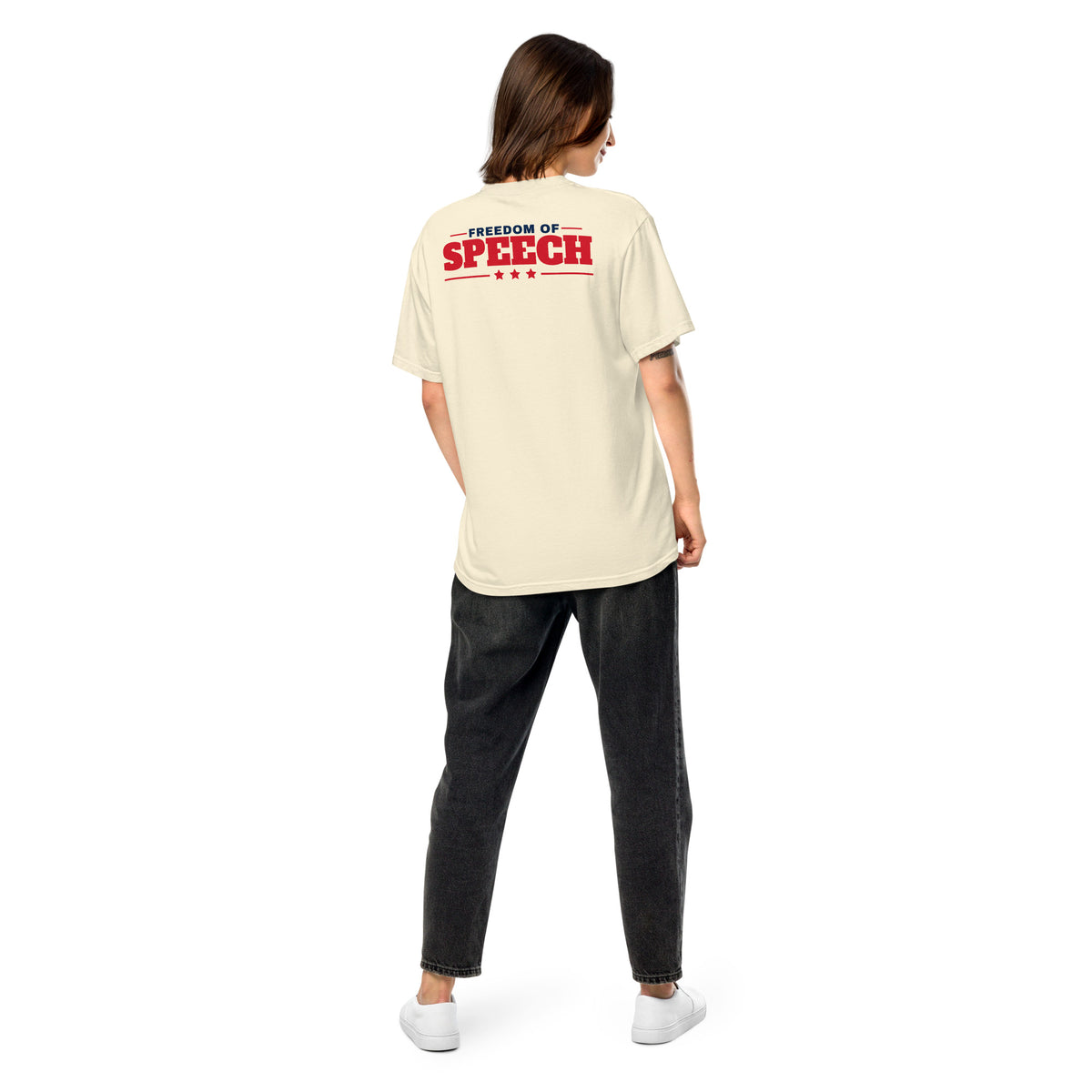 First Amendment Right / Freedom of Speech Tee Ivory on model back | True American