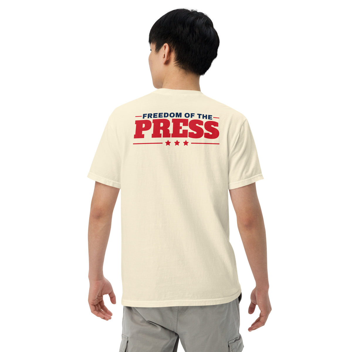 First Amendment Right / Freedom of the Press Tee Ivory on model back | True American