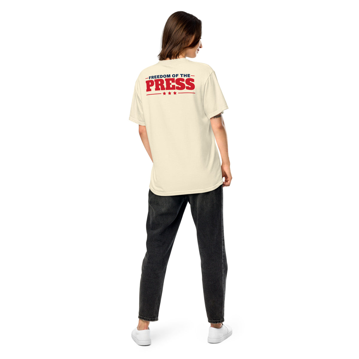 First Amendment Right / Freedom of the Press Tee Ivory on model back | True American