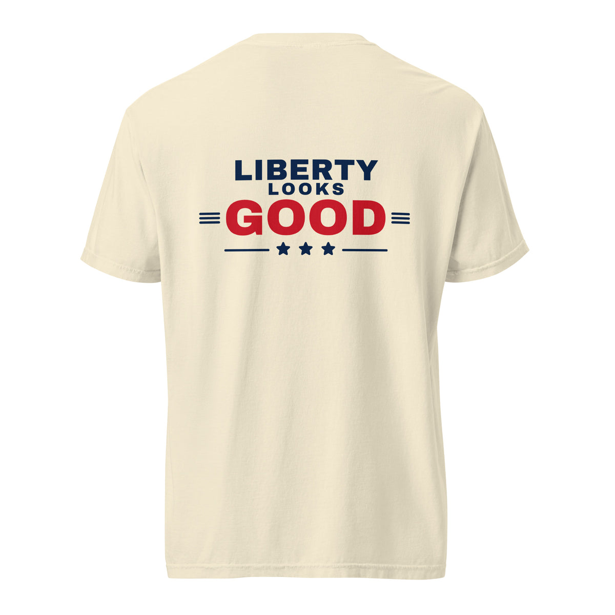 Liberty Looks Good Heavyweight Tee, Ivory, back | True American