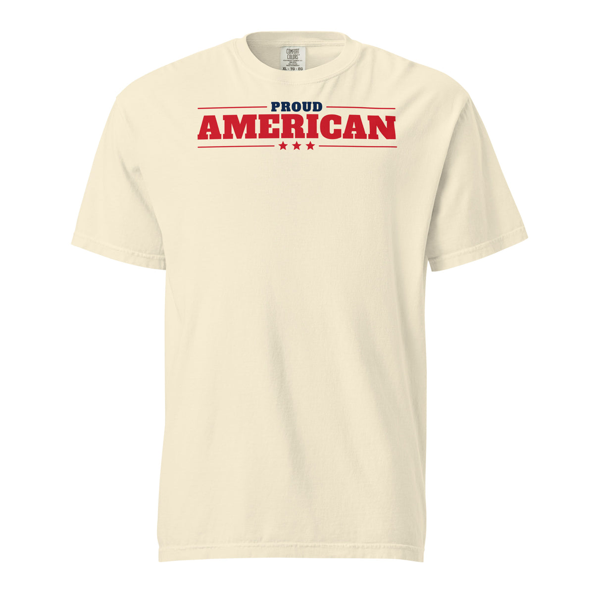 Proud American Heavyweight Tee - Light Ivory flat front | True American