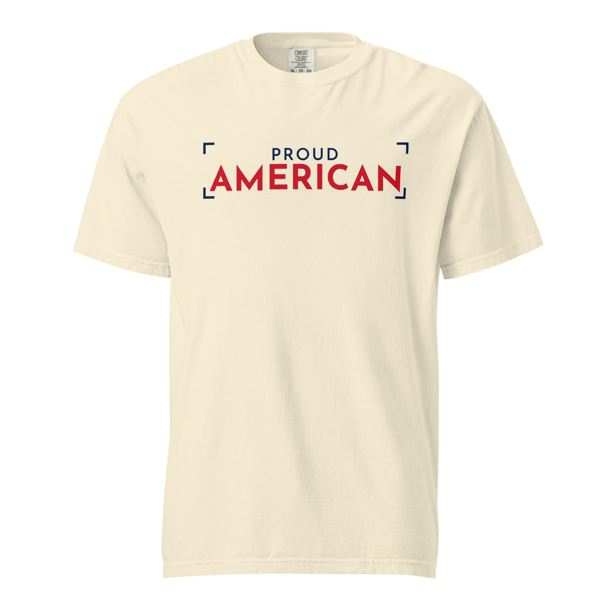 Proud American Bracket Heavyweight Tee - Light Ivory flat front | True American