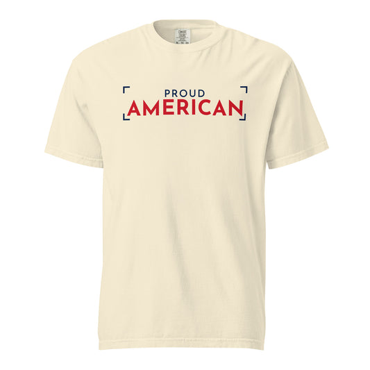 Proud American Bracket Heavyweight Tee - Light Ivory flat front | True American