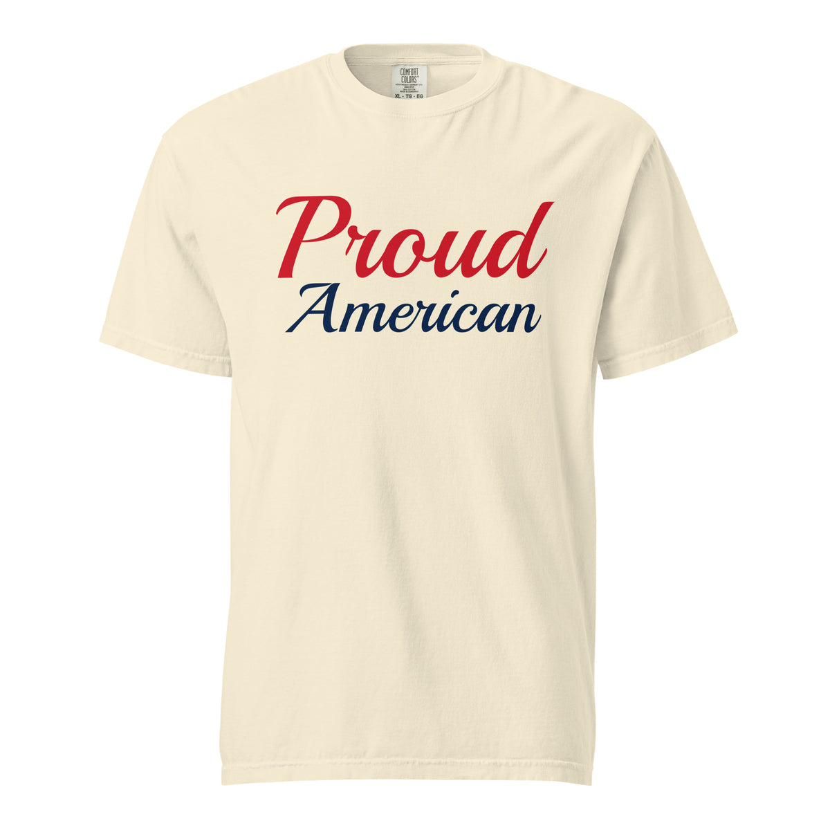 Proud American Brush Heavyweight Tee - Light Ivory flat front | True American