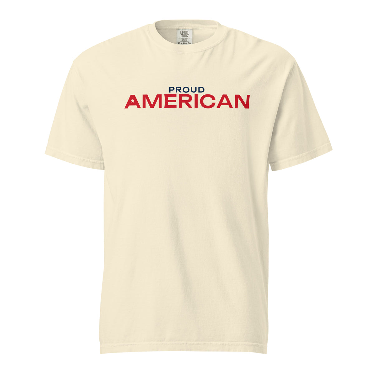 Proud American Cutout Star Heavyweight Tee - Light Ivory flat front | True American