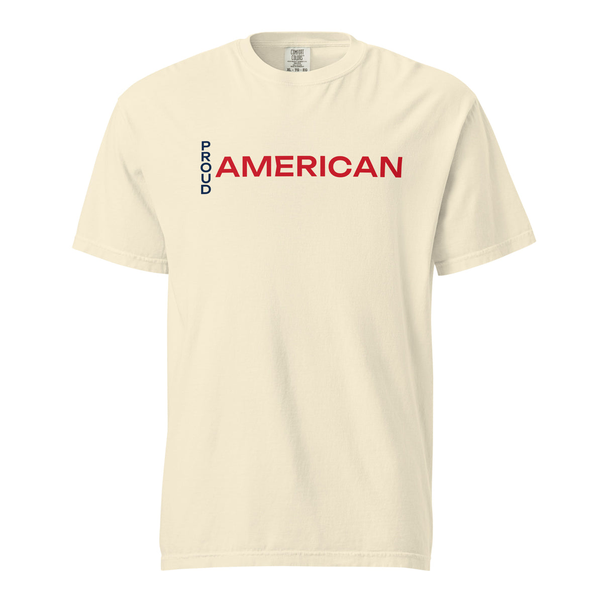 Proud American Vertical Heavyweight Tee - Light Ivory flat front | True American