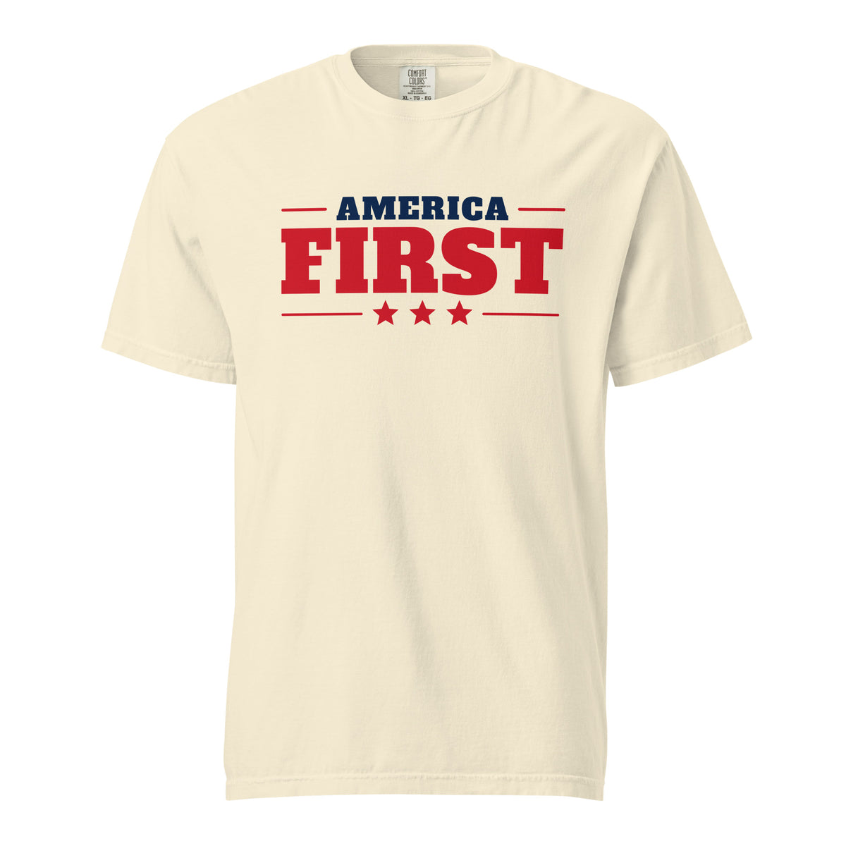 America First Classic Heavyweight Tee - Light Ivory flat front | True American