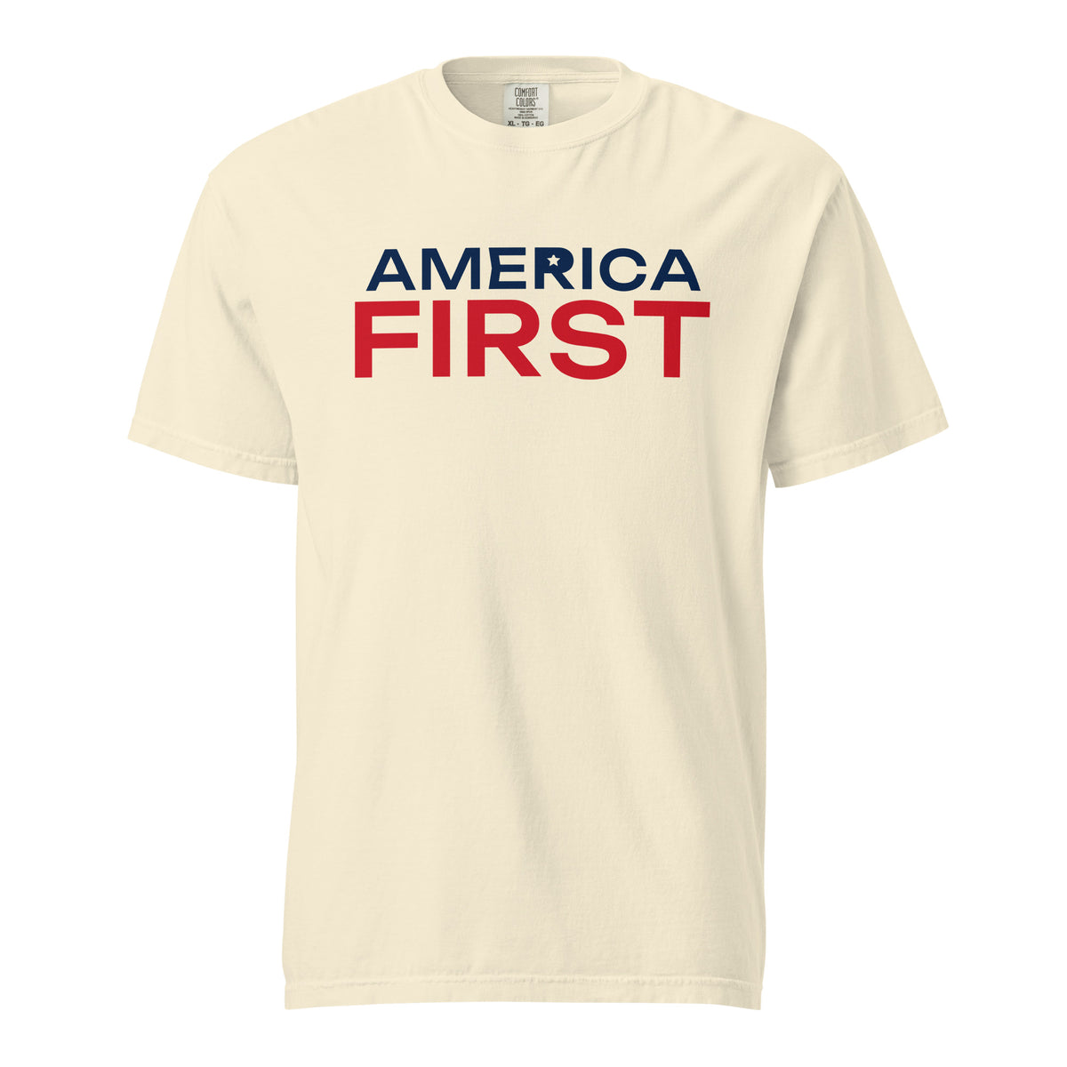 America First Star Heavyweight Tee - Light Ivory flat front | True American