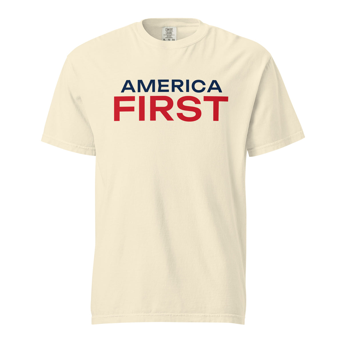 America First Wide Heavyweight Tee - Light Ivory flat front | True American