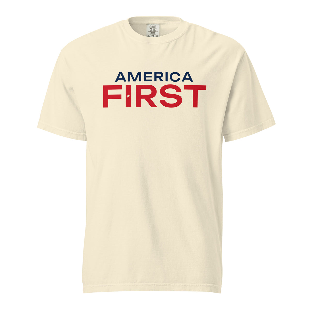 America First Hero Star Heavyweight Tee - Light Ivory flat front | True American