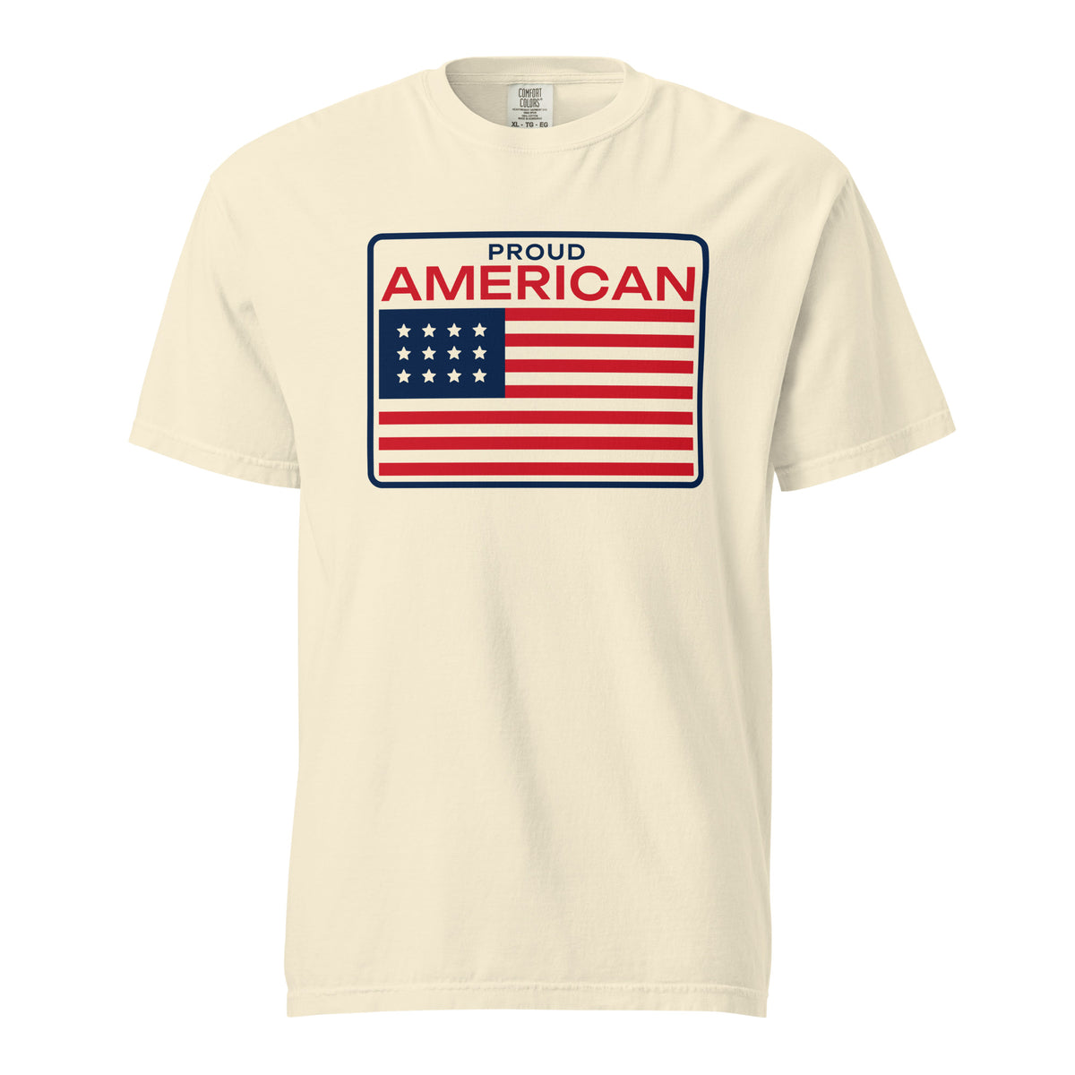 Proud American Flag Patch Heavyweight Tee - Light Ivory flat front | True American